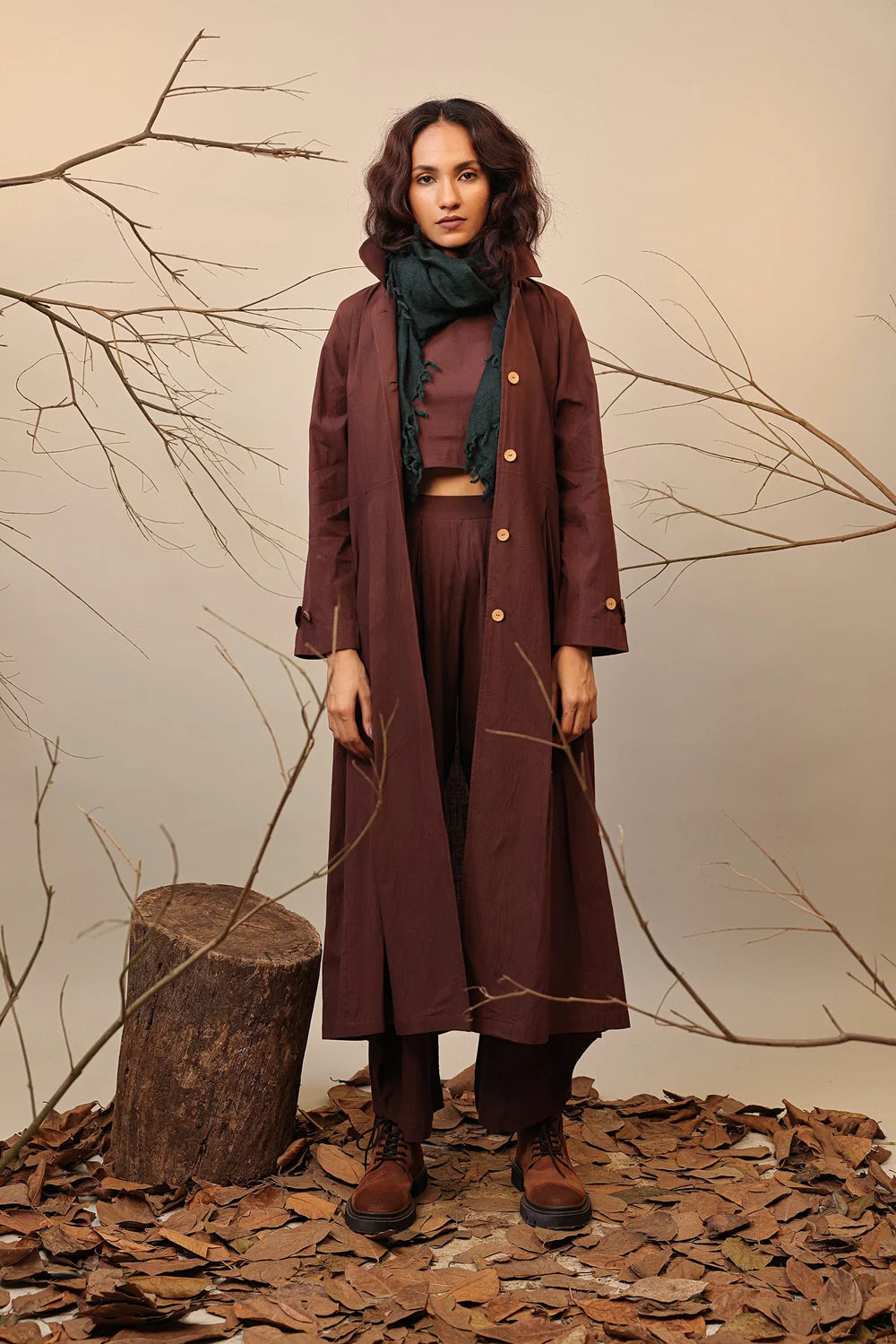 100% Woolen Handspun Scarf- Green