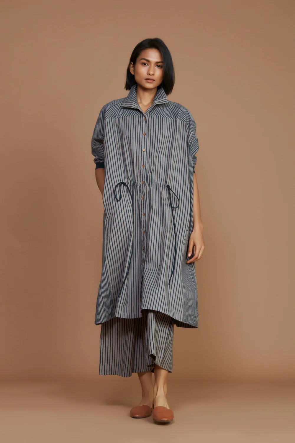 Ivory With Mauve Striped Kaftan Co-Ord Set